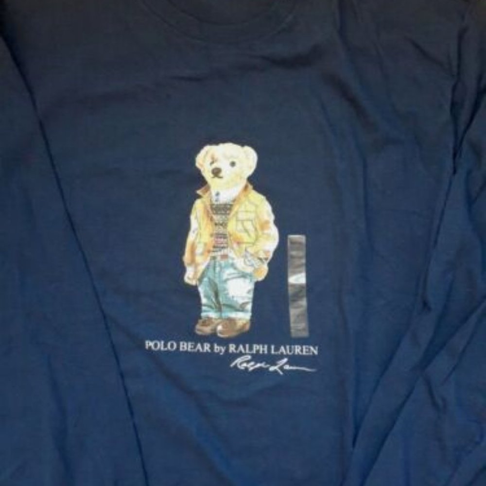 Polo Ralph Lauren Men's Big & Tall XLT Navy Savannah Bear Long Sleeve Tee Shirt - Picture 5 of 6